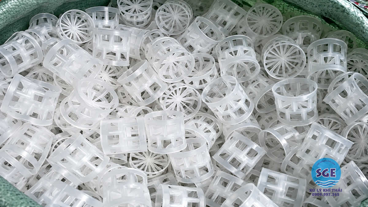 Vòng tách khí Pall Ring D50 kích thước 50x50mm bằng nhựa PP