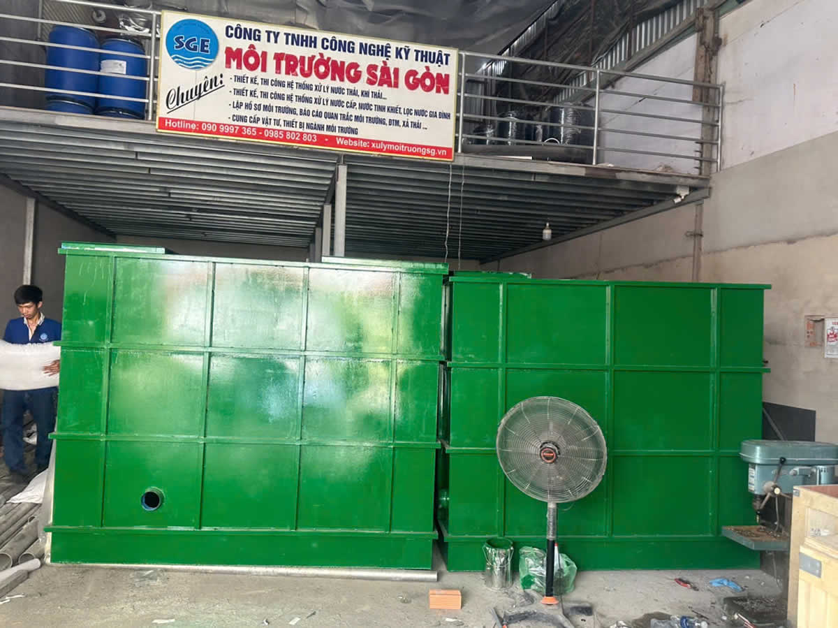 Module xử lý nước thải hợp khối bằng thép được gia công tại xưởng SGE