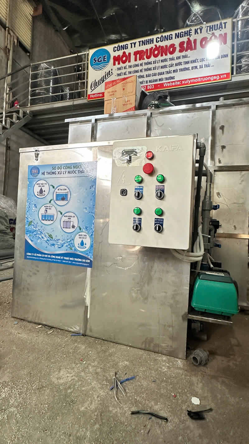 Module xử lý nước thải phòng khám dạng hợp khối bằng inox của Môi Trường Sài Gòn