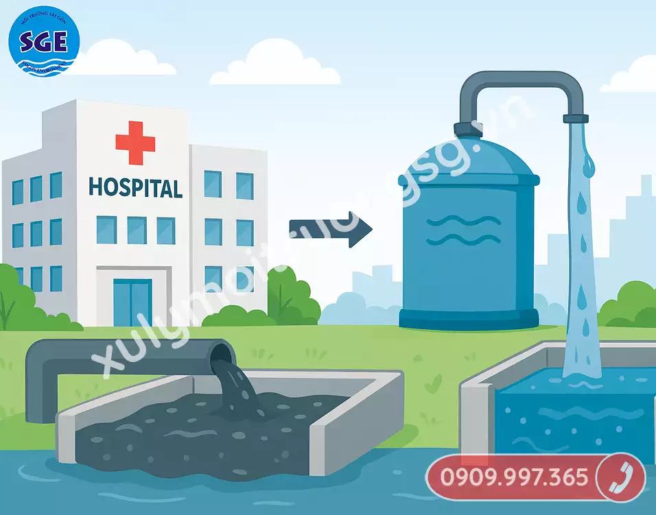Nước thải bệnh viện có thể gây ô nhiễm nguồn nước, lây lan dịch bệnh và ảnh hưởng đến hệ sinh thái